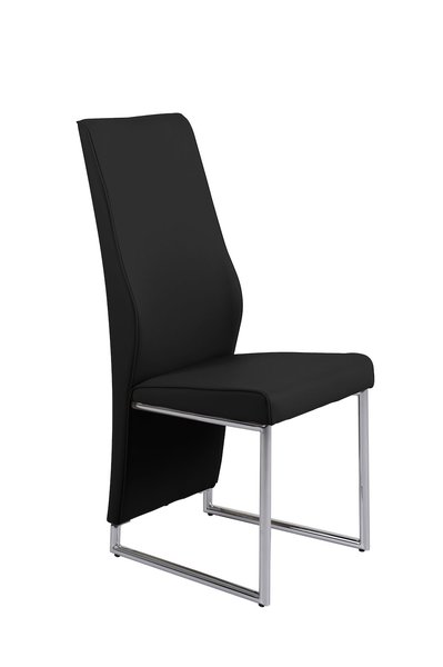 Crystal Set of 4 Chairs - Black PU with UK FR Foam + Chrome Legs