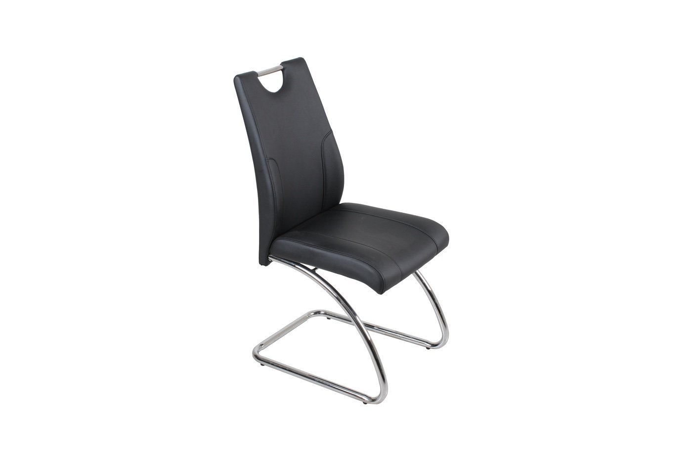 Set of 4 Chairs - Black PU with UK FR Foam + Chrome Legs