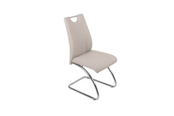 Set of 4 Chairs - Champagne PU with UK FR Foam + Chrome Legs