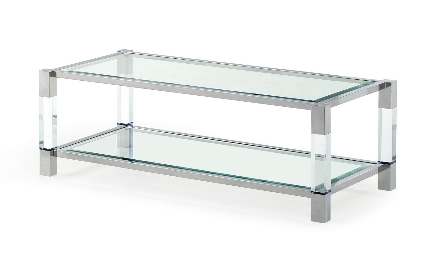 Coffee Table - Acrylic/polished Stainless Steel/clear Glass