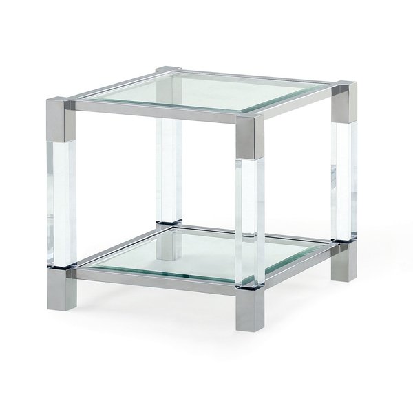 End Table - Acrylic/polished Stainless Steel/clear Glass