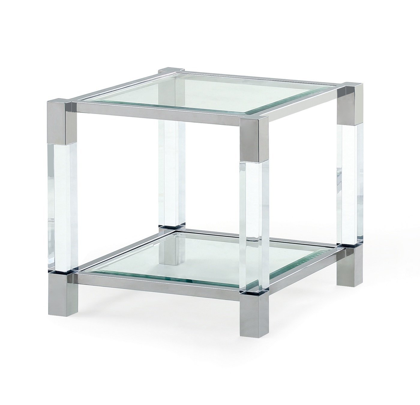 End Table - Acrylic/polished Stainless Steel/clear Glass