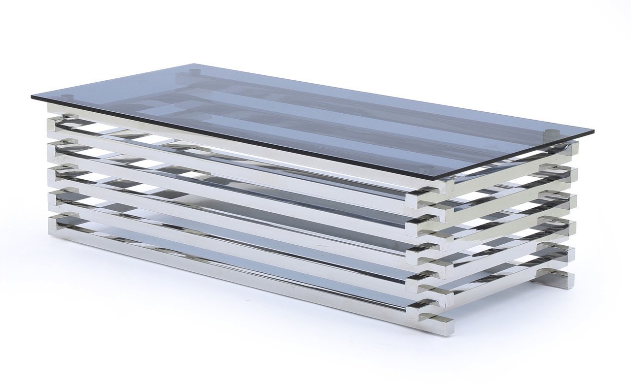 Coffee Table - Polished Stainless Steel/tinted Glass