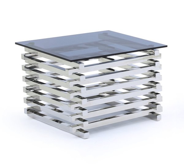End Table - Polished Stainless Steel/tinted Glass