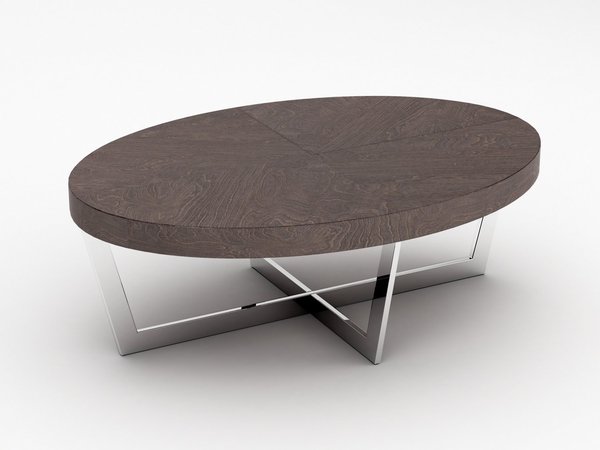 Oval Coffee Table - Acorn High Gloss/polished Stainless Steel