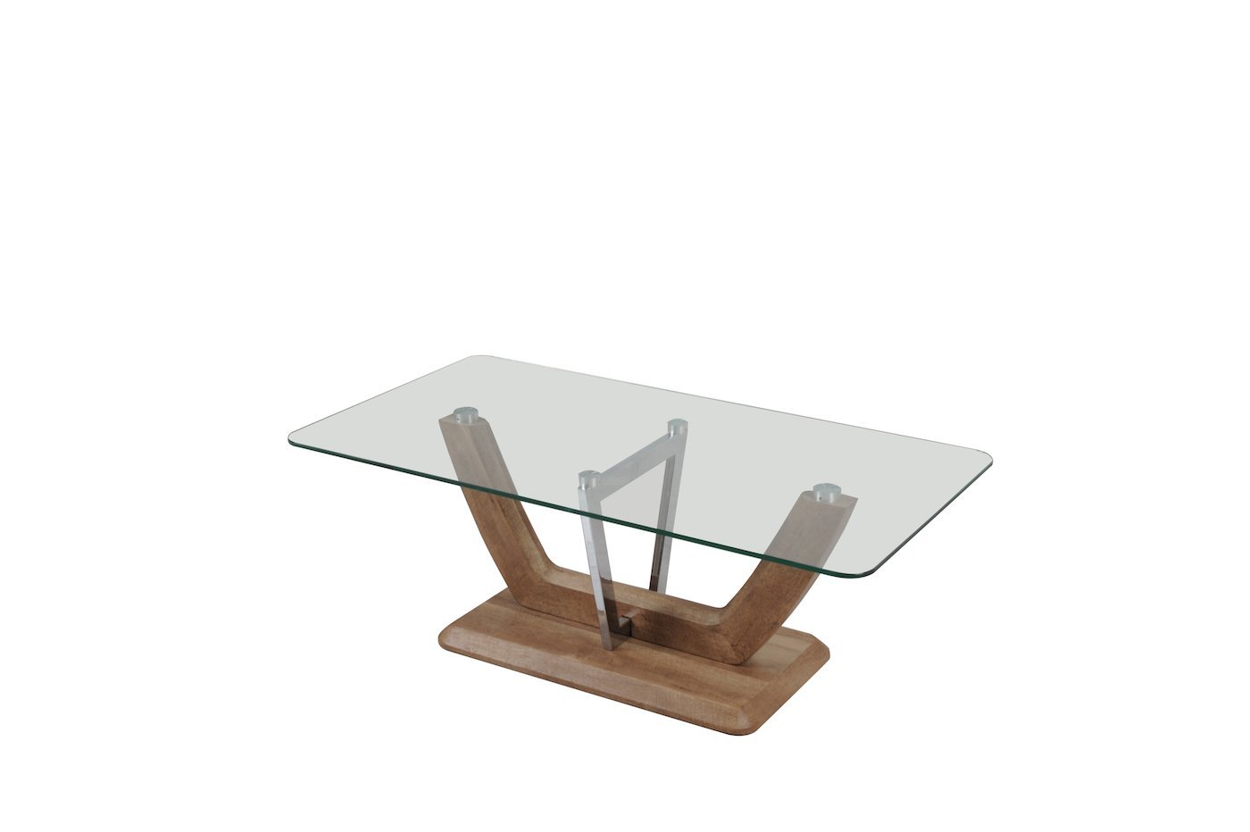 Coffee Table - Two Tone Wood Effect /chrome/clear Glass