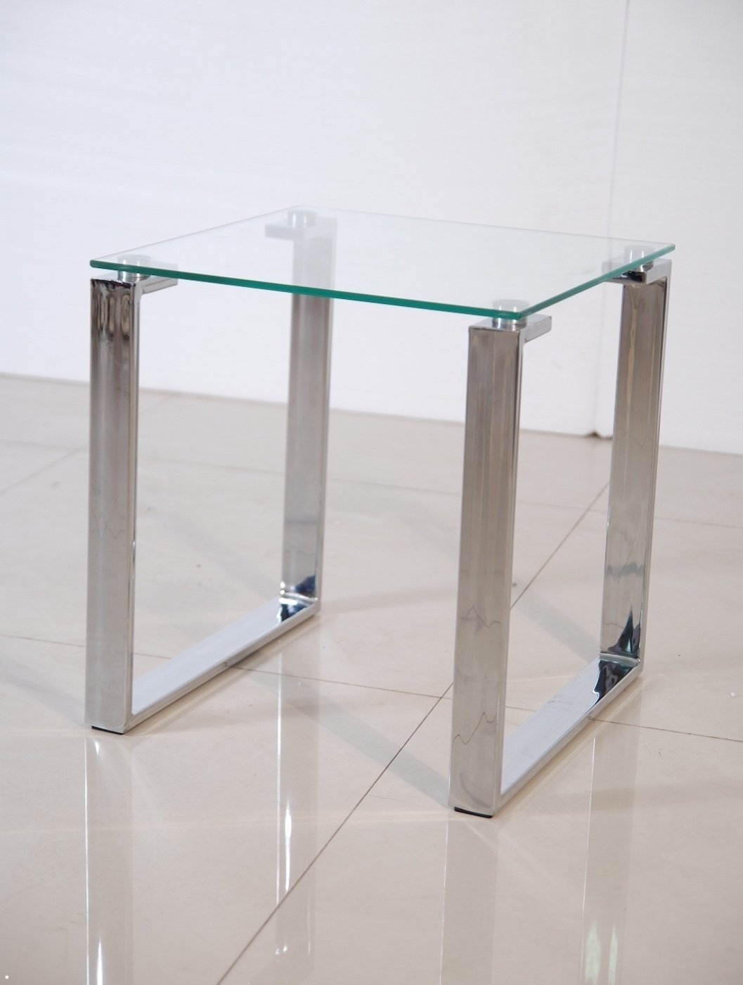 End Table - Clear Glass/polished Stainless Steel