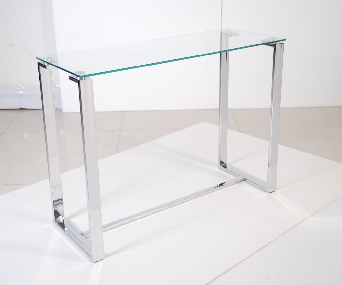 Sofa Table - Clear Glass/polished Stainless Steel Legs