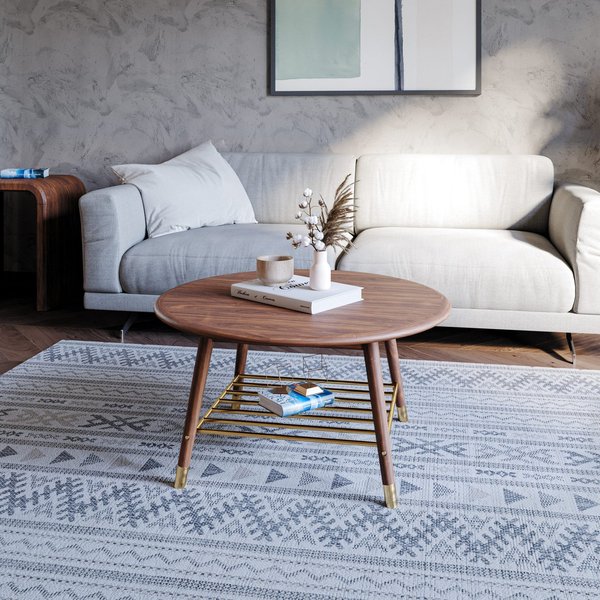 Rise Walnut Circular Coffee Table