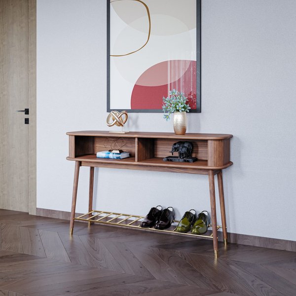 Rise Walnut Console Table
