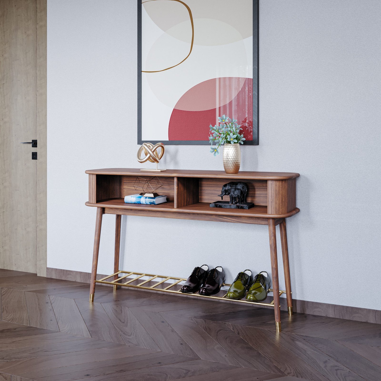 Rise Walnut Console Table