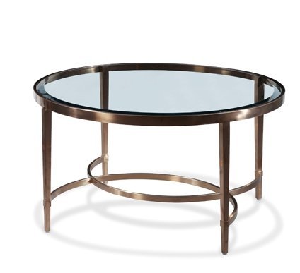 Circular Coffee Table - Brushed Antique Brass Finish On Stainless Steel/clear Glass