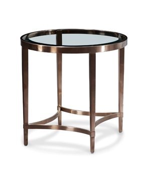 Circular End Table - Brushed Antique Brass Finish On Stainless Steel/clear Glass