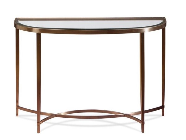 Sofa Table - Brushed Antique Brass Finish On Stainless Steel/clear Glass