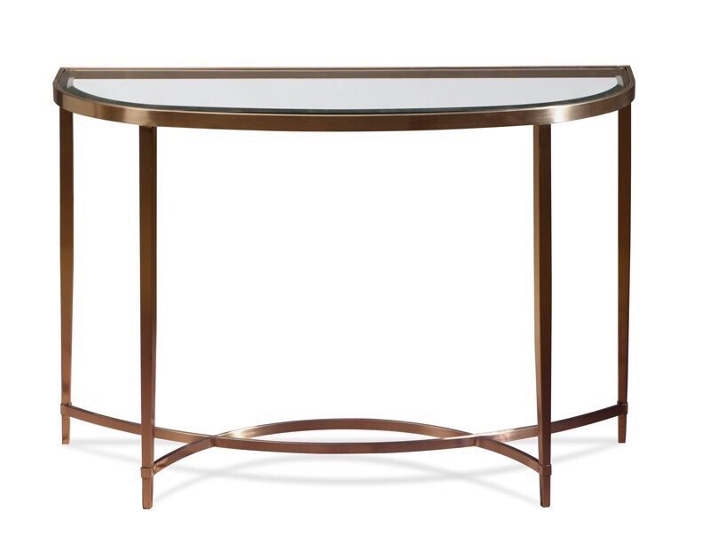 Sofa Table - Brushed Antique Brass Finish On Stainless Steel/clear Glass