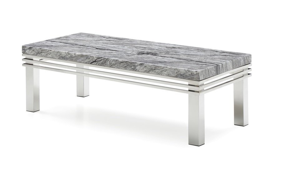 Coffee Table - Grey Marble Top/polished Stainless Steel