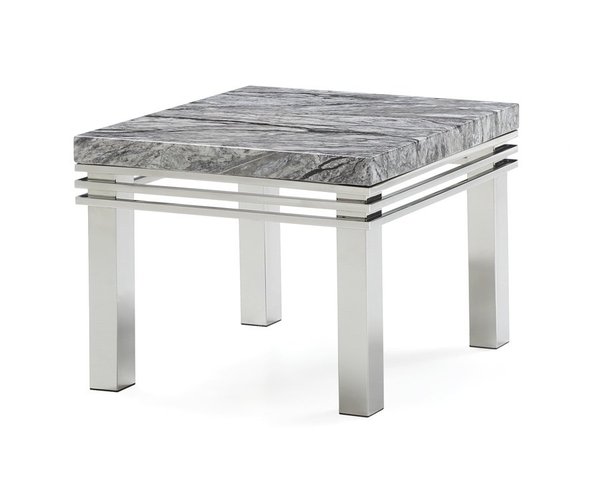End Table - Grey Marble Top/polished Stainless Steel
