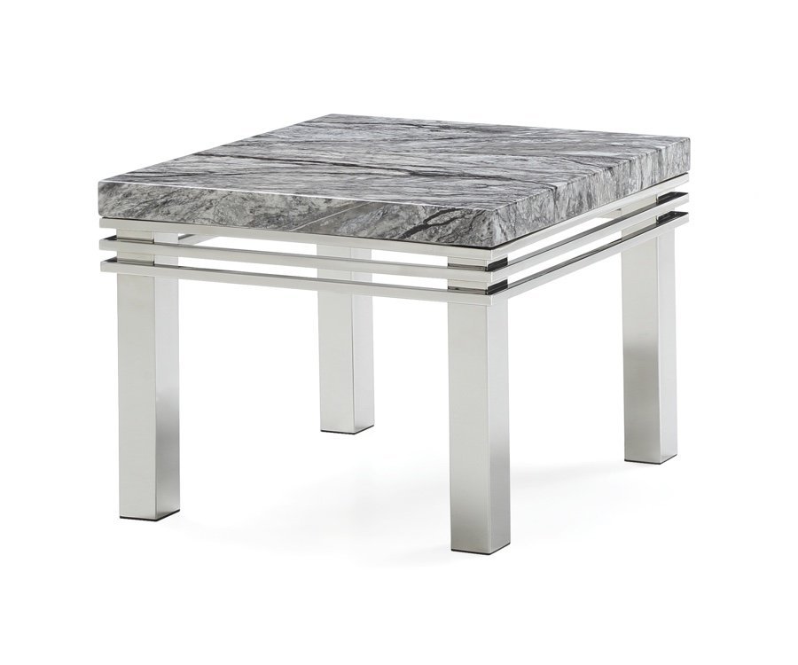 End Table - Grey Marble Top/polished Stainless Steel