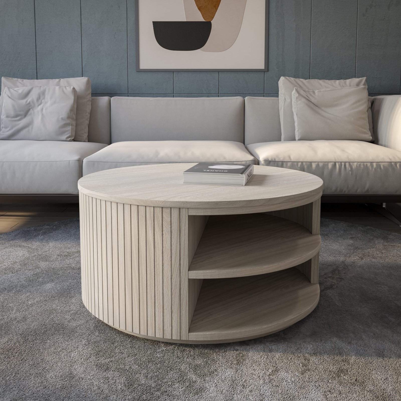 Senda Whitewash Swivel Coffee Table