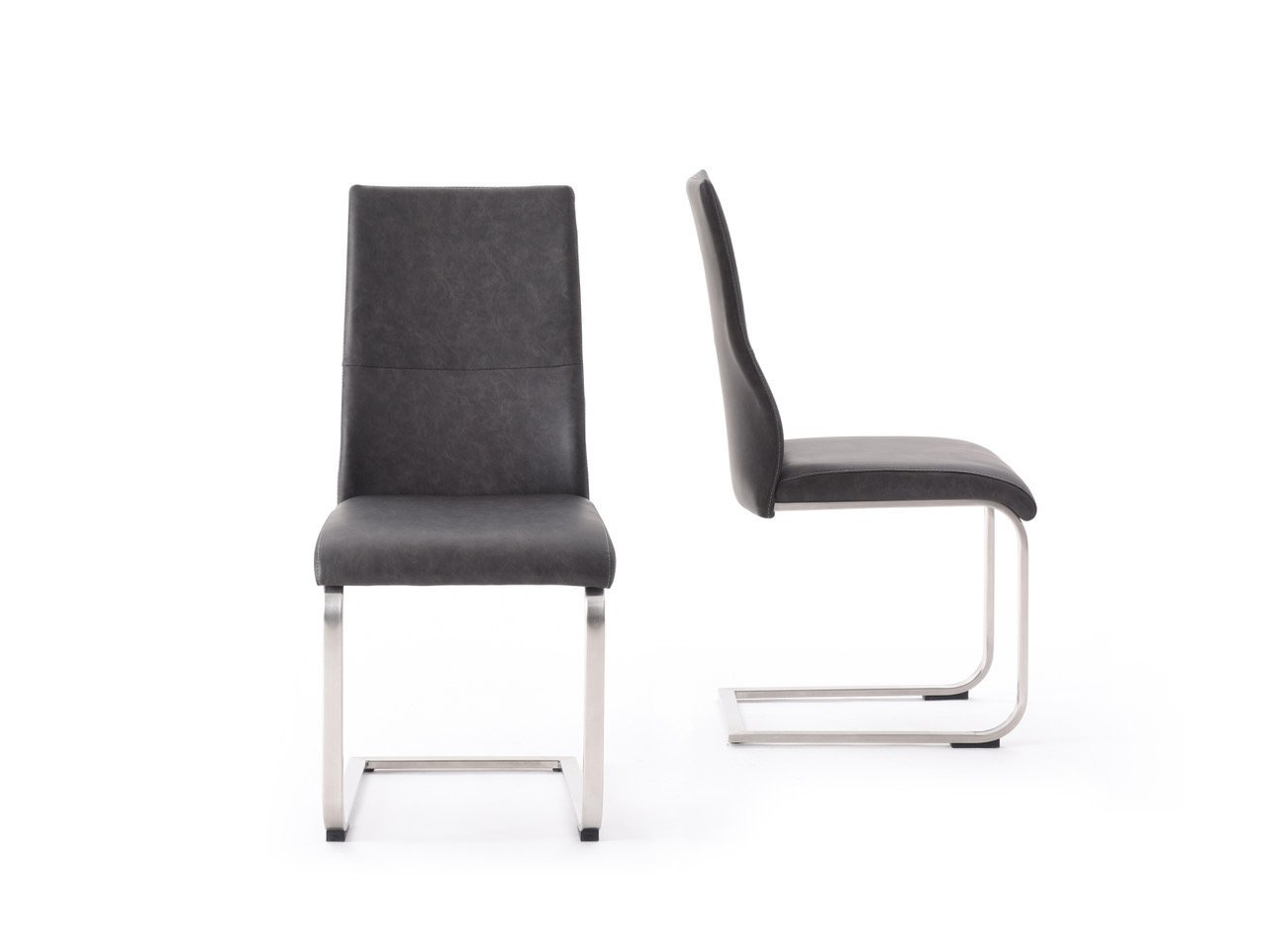 Sorrento Chair Set of 4 Antique Grey (pu-002) PU with UK FR Foam and Brushed Stainless Steel Legs
