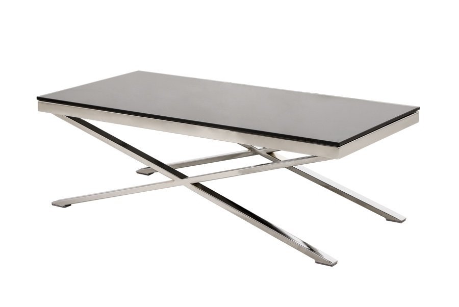Coffee Table - Chrome Base with Black Tempered Glass Top