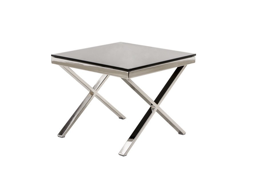 End Table - Chrome Base with Black Tempered Glass Top