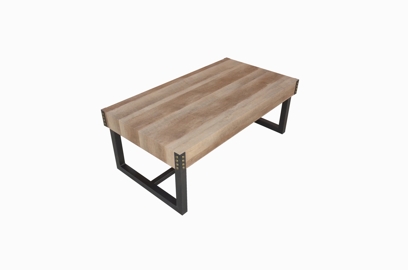 Dalton Collection Rect Coffee Table Old Wood Finish On Mdf Black Metal Legs Valuemark Furniture