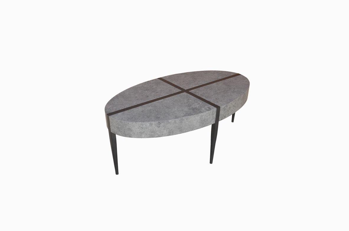 CARLOS COLLECTION - Oval Coffee Table - DARK CONCRETE FINISH ON MDF