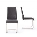Sorrento Chair Set of 4 Antique Grey (PU-002) PU with UK FR Foam and Brushed Stainless Steel Legs