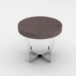 NAPOLI COLLECTION - Circular End Table - Acorn High Gloss/Polished Stainless Steel