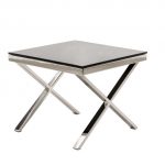 ZARA COLLECTION - End Table - Chrome Base with Black Tempered Glass Top