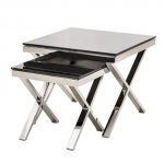 ZARA COLLECTION - Nest of Tables  - Chrome Base with Black Tempered Glass Top