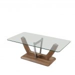 NEWPORT COLLECTION - Coffee Table - Two Tone Wood Effect /Chrome/Clear Glass