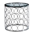 BACALL COLLECTION - Circular Dining Table - Stainless Steel With Chrome Finish/Clear Glass