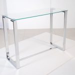 OMEGA COLLECTION - Sofa Table - Clear Glass/Polished Stainless Steel Legs
