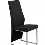 Crystal Set of 4 Chairs - Black PU with UK FR Foam + Chrome Legs