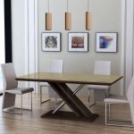 CUBA COLLECTION - Dining Table -Dark Wood effect /Khaki Glass/Chrome Leg