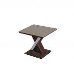 CUBA COLLECTION - End Table - Dark Wood effect /Khaki Glass/Chrome Leg