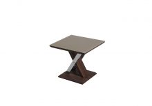 CUBA COLLECTION - End Table - Dark Wood effect /Khaki Glass/Chrome Leg