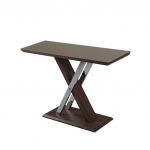 CUBA COLLECTION - Sofa Table - Dark Wood effect /Khaki Glass/Chrome Leg