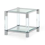 MAYFAIR COLLECTION - End Table - ACRYLIC/POLISHED STAINLESS STEEL/CLEAR GLASS