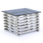 MORITZ COLLECTION - End Table - Polished Stainless Steel/Tinted Glass