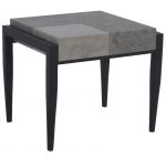 VERMONT COLLECTION - End Table - LIGHT + DARK CONCRETE FINISH ON MDF/BLACK METAL LEGS