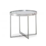 ORLA COLLECTION - End Table - Polished Stainless Steel Frame/Mirrored Top