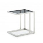 LILLE - End Table - POLISHED STAINLESS STEEL FRAME/TINTED GLASS