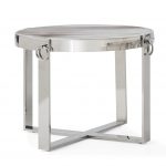 RINGS COLLECTION - Circular End Table Marble Finish Top / Polished Stainless Steel Frame