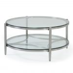 STANMORE COLLECTION - Circular Coffee Table - Brushed Stainless Steel Frame/Clear Glass Top & Shelf