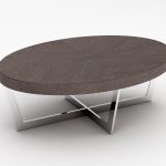 NAPOLI COLLECTION - Oval Coffee Table - Acorn High Gloss/Polished Stainless Steel