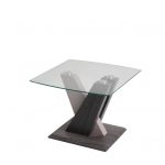 ZENITH COLLECTION - End Table - DARK GREY WOOD EFFECT / CHAMPAGNE HIGH GLOSS / CLEAR GLASS