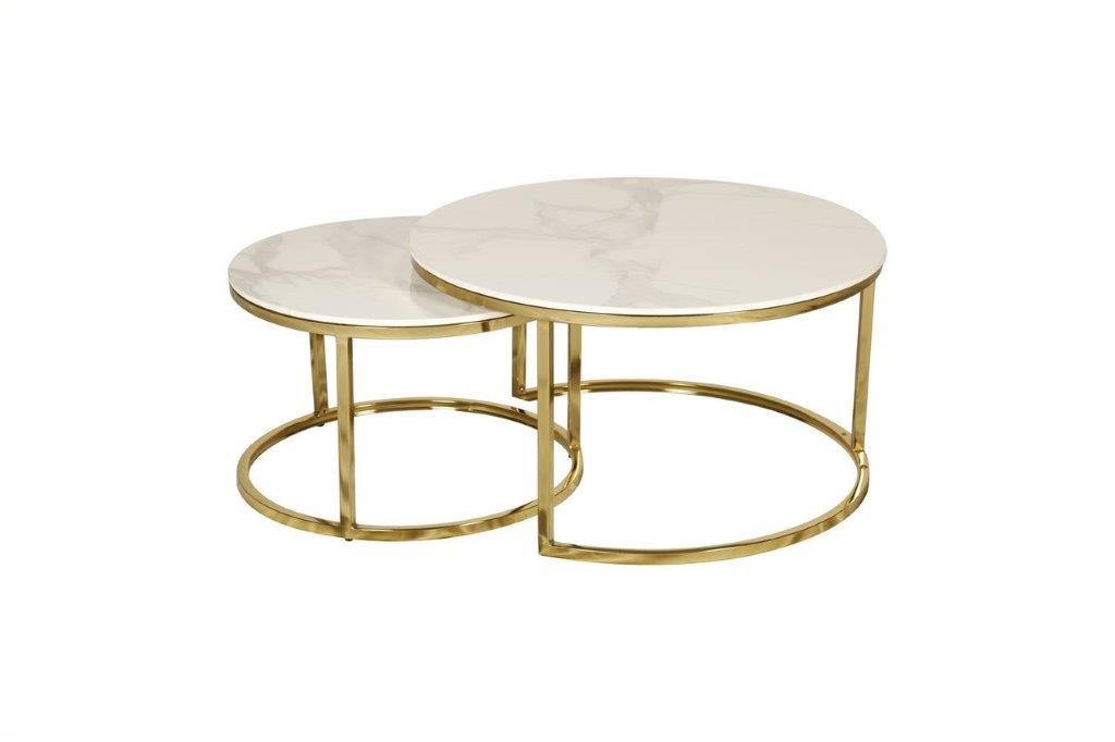 CIRCO WHITE CIRCULAR COFFEE TABLE NEST - Valuemark Furniture